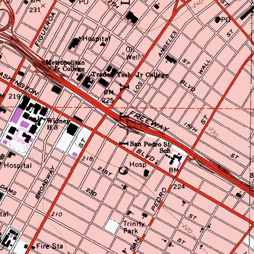 Topographic Map of Exit 14A, CA