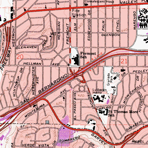 Topographic Map of Exit 22, CA