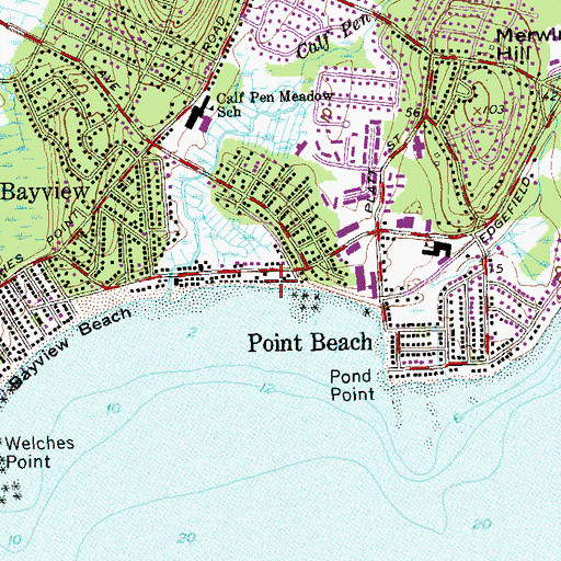 Topographic Map of Pond Point Beach, CT
