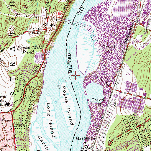 Topographic Map of Mill Bar, CT