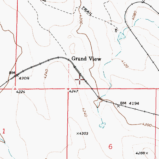 Topographic Map of Grand View Railroad Station, AZ
