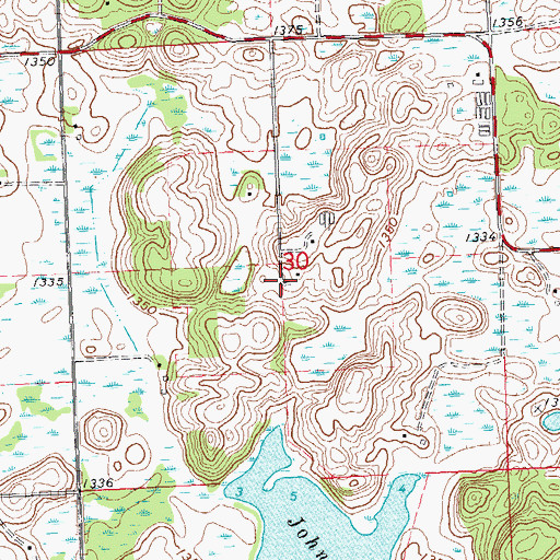 Topographic Map of School Number 156N (historical), MN