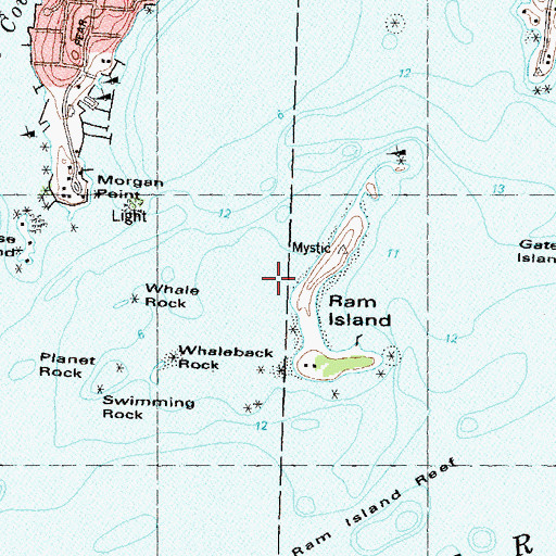 Topographic Map of Ram Island Shoal, CT