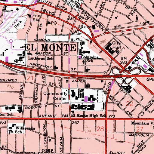 Topographic Map of Exit 29A, CA