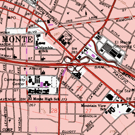 Topographic Map of Exit 29B, CA