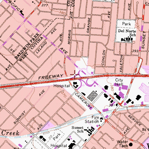 Topographic Map of Exit 34A, CA