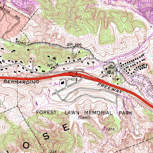 Topographic Map of Exit 40, CA