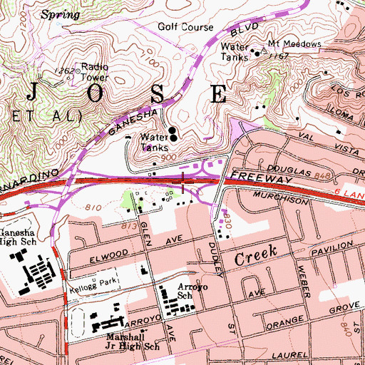 Topographic Map of Exit 44, CA