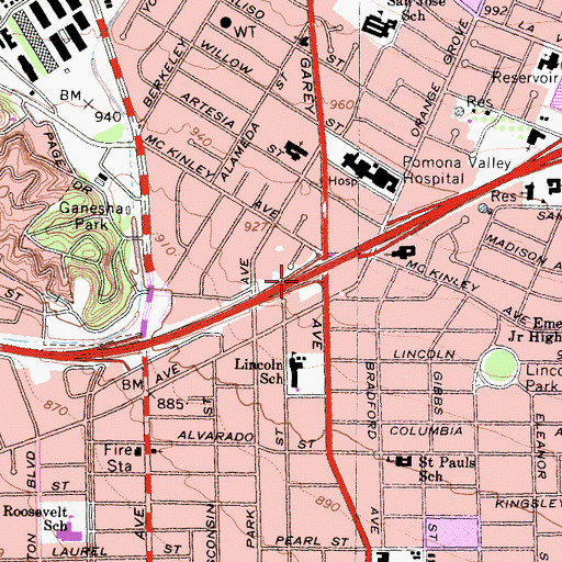 Topographic Map of Exit 45B, CA