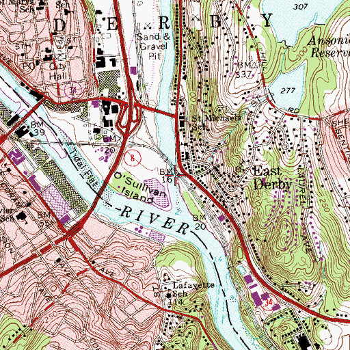 Topographic Map of Hog Island, CT