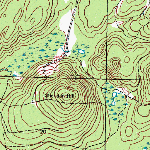 Topographic Map of Double Doodle Ski Trail, MI