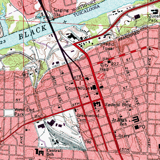 Topographic Map of Tuscaloosa Fire and Rescue Station 1, AL