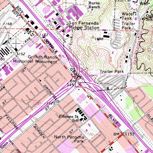 Topographic Map of Exit 6B, CA
