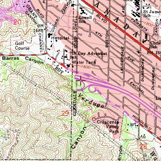 Topographic Map of Exit 16, CA
