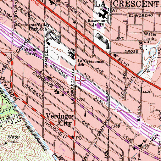 Topographic Map of Exit 17B, CA