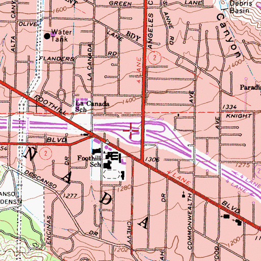 Topographic Map of Exit 20, CA