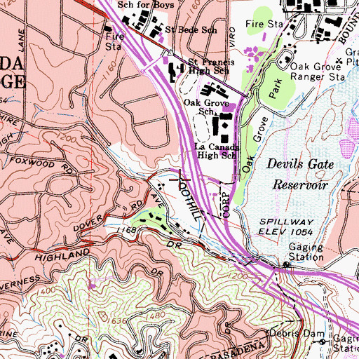 Topographic Map of Exit 22A, CA
