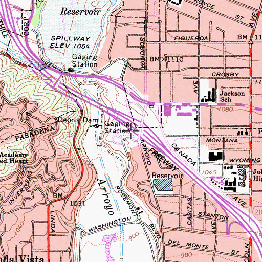 Topographic Map of Exit 22B, CA