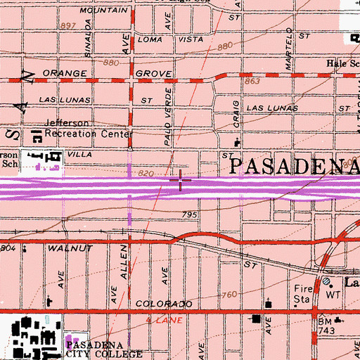 Topographic Map of Exit 27B, CA