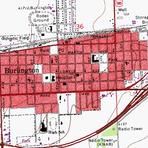 Topographic Map of Burlington United Methodist Church, CO