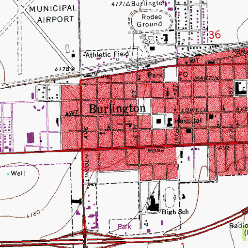 Topographic Map of First Baptist Church, CO