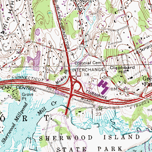 Topographic Map of Interchange Eighteen, CT