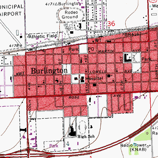Topographic Map of Kit Carson County Memorial Hospital, CO