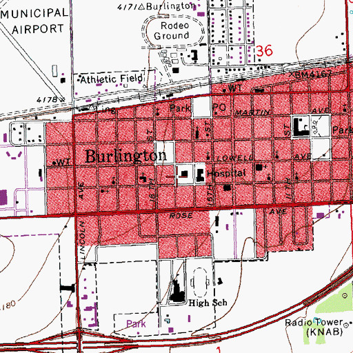 Topographic Map of Kit Carson County Courthouse, CO