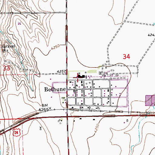 Topographic Map of Bethune Junior - Senior High School, CO