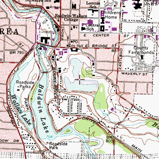 Topographic Map of Coe Lake, OH