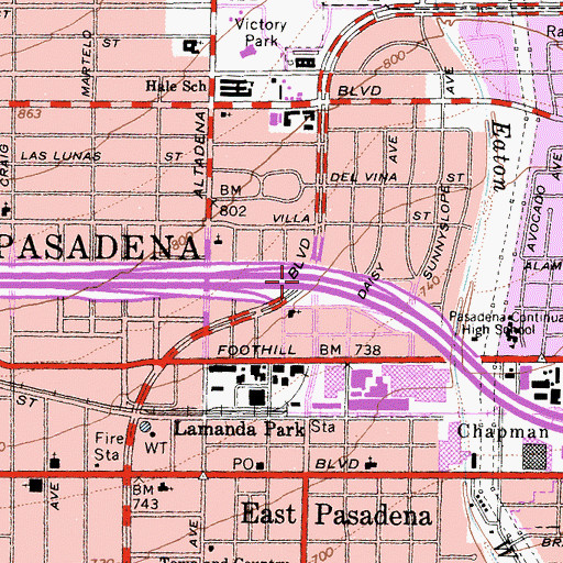 Topographic Map of Exit 29A, CA
