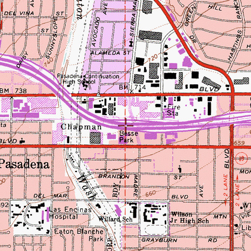 Topographic Map of Exit 29B, CA