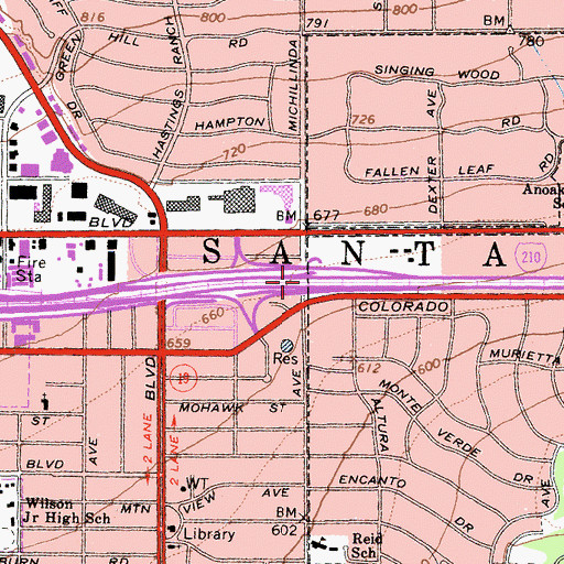 Topographic Map of Exit 30, CA