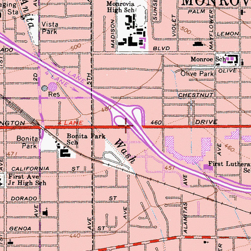 Topographic Map of Exit 33, CA