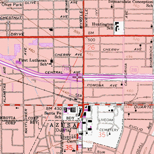Topographic Map of Exit 34, CA