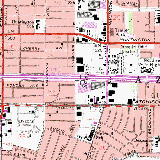 Topographic Map of Exit 35A, CA