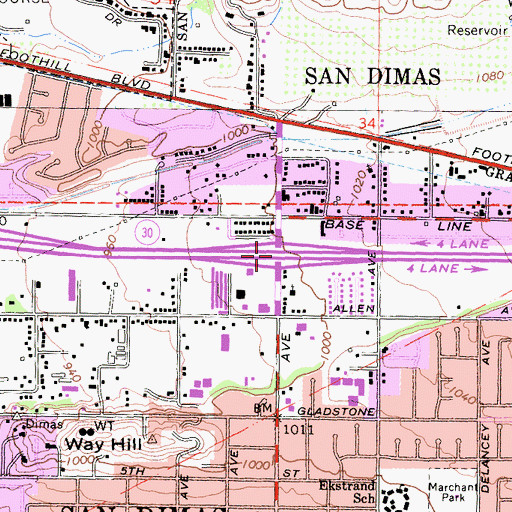 Topographic Map of Exit 46, CA