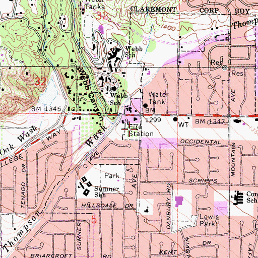 Topographic Map of Exit 50, CA