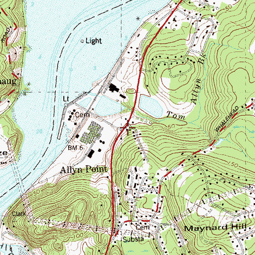 Topographic Map of Allyn Point, CT
