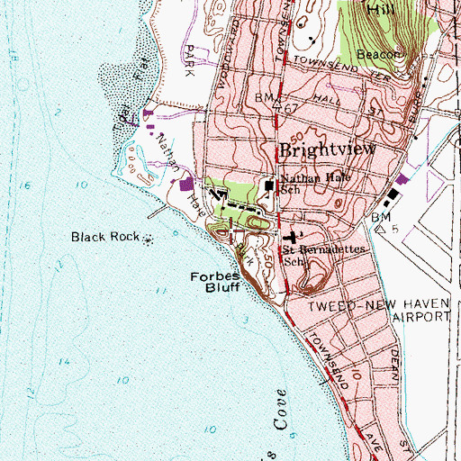 Topographic Map of Nathan Hale Park, CT