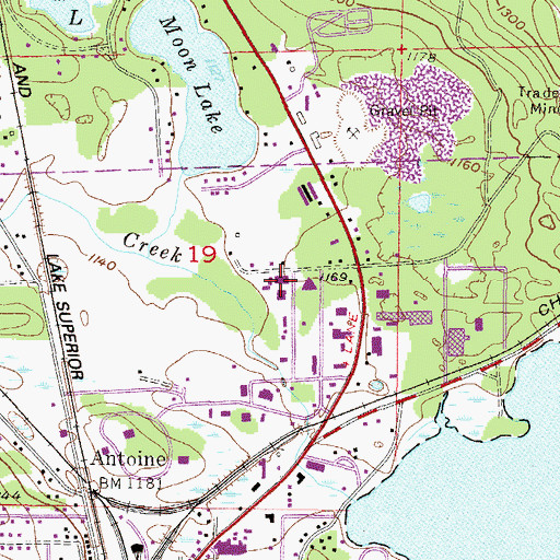 Topographic Map of First Baptist Church, MI