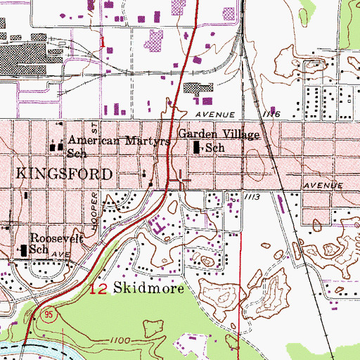 Topographic Map of Mount Olive Evangelical Lutheran Church, MI