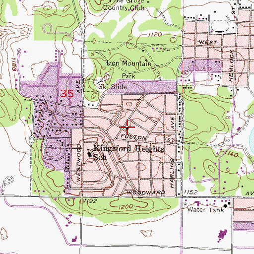 Topographic Map of Queen of Peace Saint Mary Church, MI