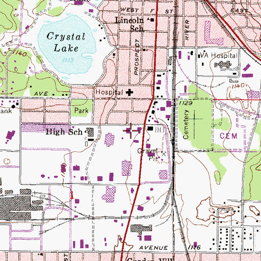 Topographic Map of First Presbyterian Church, MI