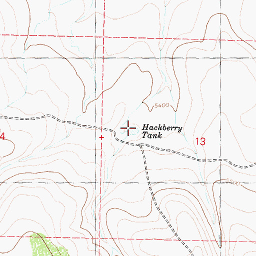 Topographic Map of Hackberry Tank, AZ