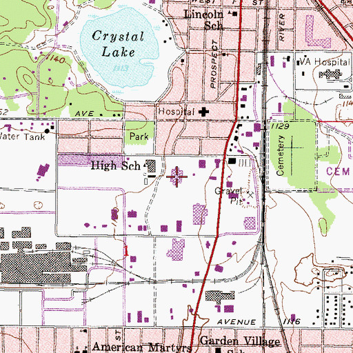 Topographic Map of Kingsford Middle School, MI