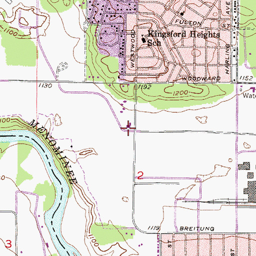 Topographic Map of Kingsford Police Department, MI