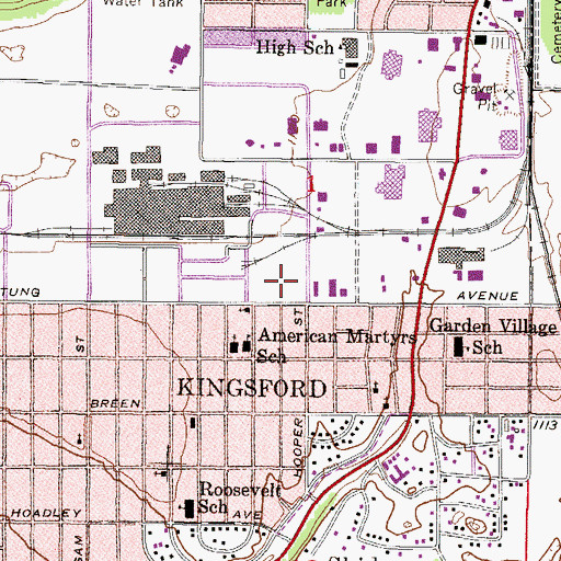 Topographic Map of Kingsford Post Office, MI