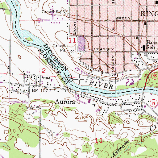 Topographic Map of Menominee River Recreation Area, MI