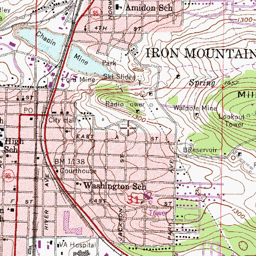 Topographic Map of East Side Park, MI